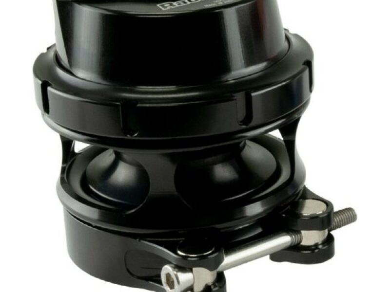 Turbosmart Race Port BOV GenV Sleeper, black anodized body, clamp flange and hardware visible