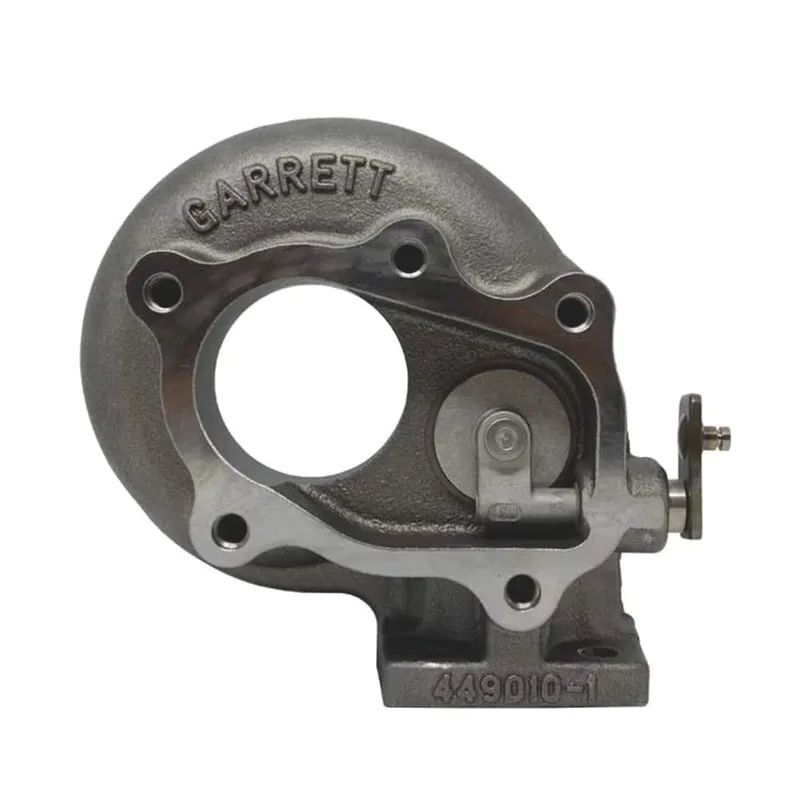 Garrett GT28R THWA turbine housing, T25 5-bolt flange, 0.64 A/R, front angle with wastegate arm