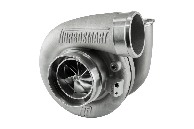 Turbosmart TS-1 7880 turbocharger, front angle view showing compressor wheel and V-band inlet