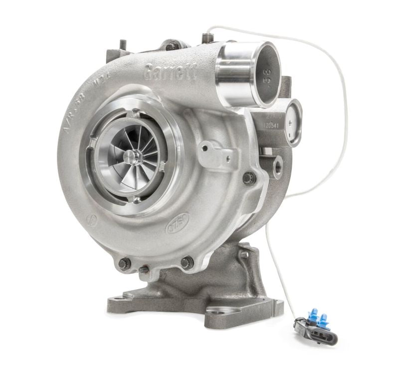 Garrett PowerMax GT3788V turbo kit, front angled view showing compressor wheel, actuator and sensor connector