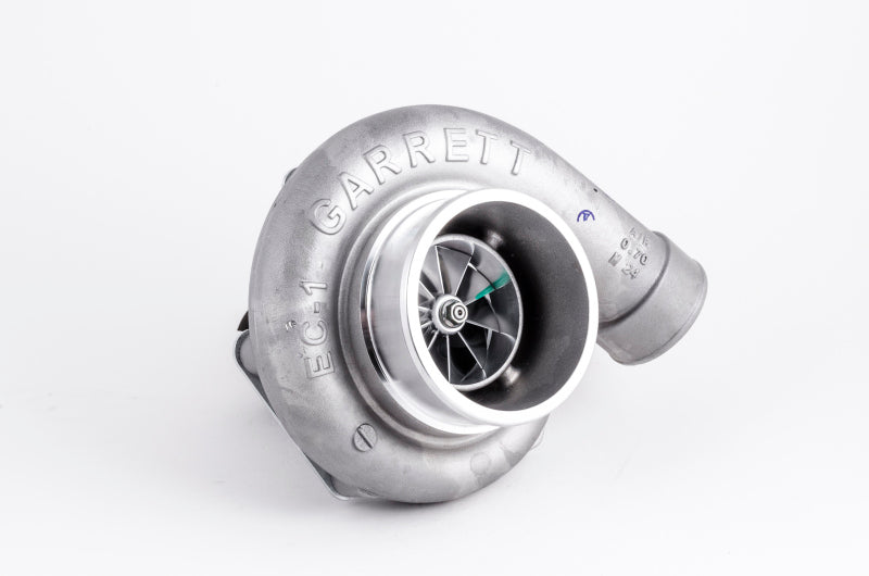 Garrett GTW3884 Super Core CHRA 715582-0009, angled top view showing compressor wheel and housing