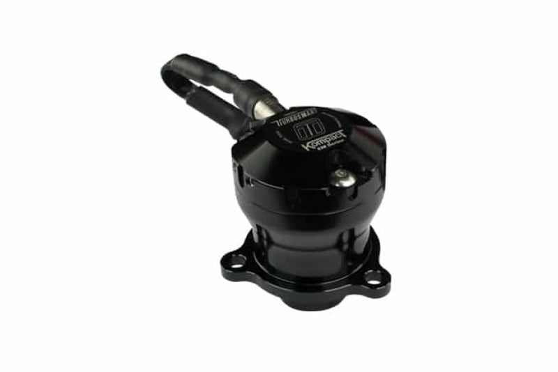Turbosmart Kompact EM BOV VR14 dual port blow off valve, black anodized, angled hose fitting, 4 bolt base
