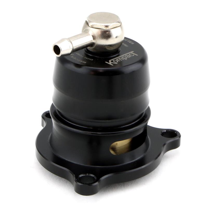 Turbosmart Kompact VR09 dual port BOV, black anodized body, top mounted barbed inlet fitting