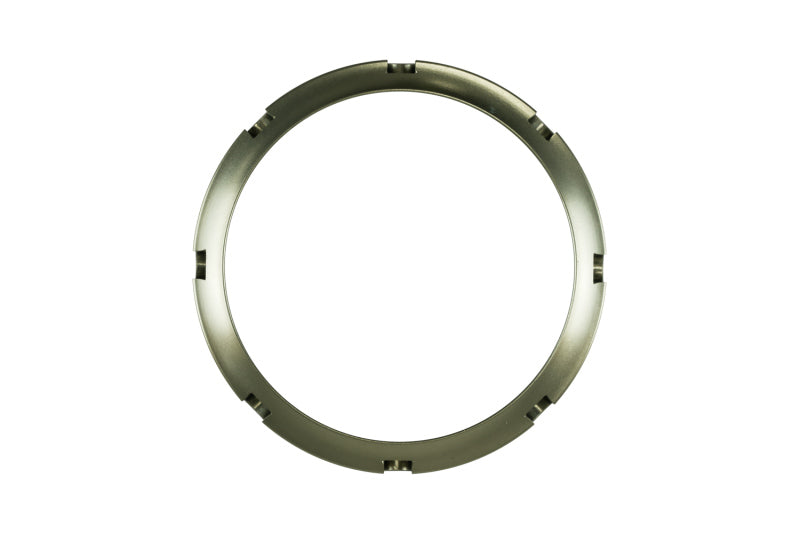 Turbosmart BOV PowerPort Collar in platinum, front view of the round metal retaining ring on white background