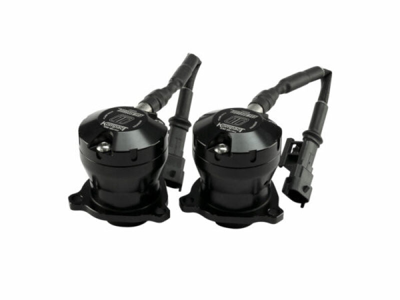 Pair of Turbosmart Kompact Plumb Back VR31 BOVs for Ferrari 488, showing valve bodies and electrical connectors