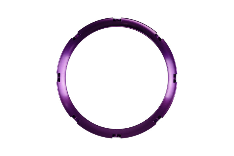 Turbosmart BOV PowerPort Collar in purple, front view showing the full round ring with notched mounting tabs.