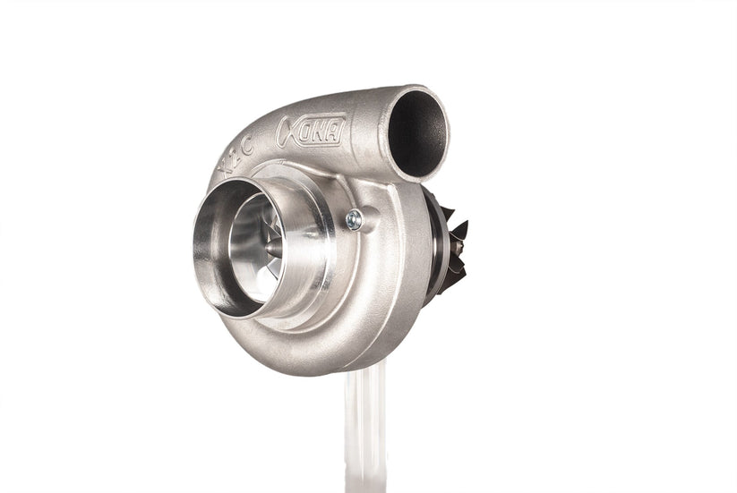 Xona Rotor 46mm ball bearing turbocharger, front angle view showing compressor housing and inlet