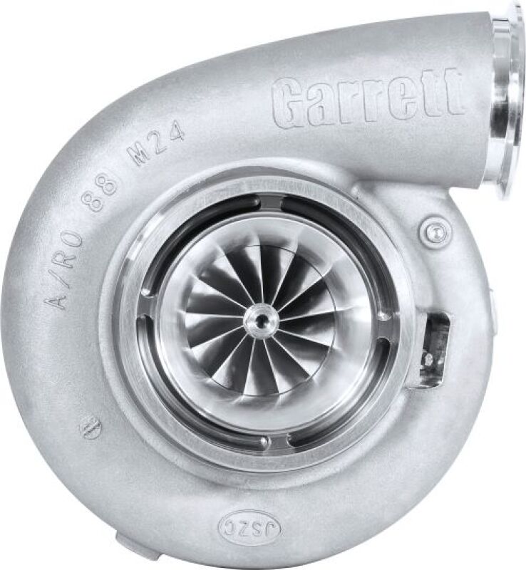 Garrett GTX4720 Super Core Gen II turbo, front view showing compressor wheel and housing inlet