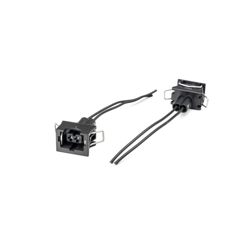 Injector Dynamics EV1 female connector pigtail kit, two black plug housings with wire leads