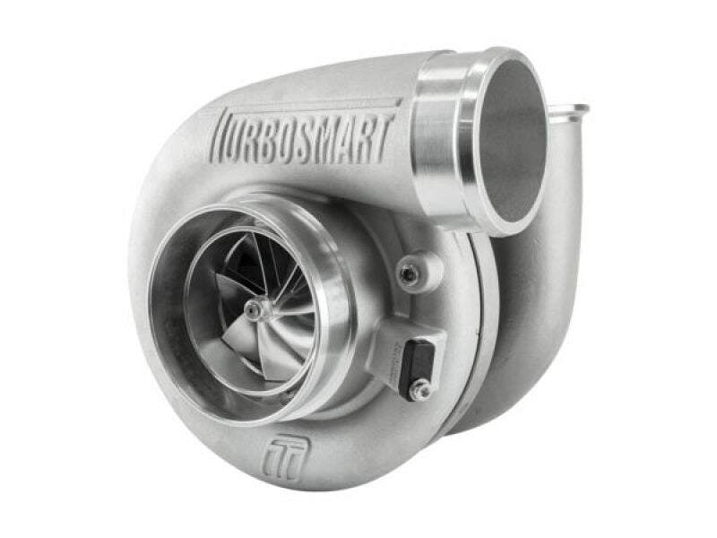 Turbosmart 7675 V-Band 1.24AR TS-1 turbocharger, front angle showing compressor wheel and V-band inlet