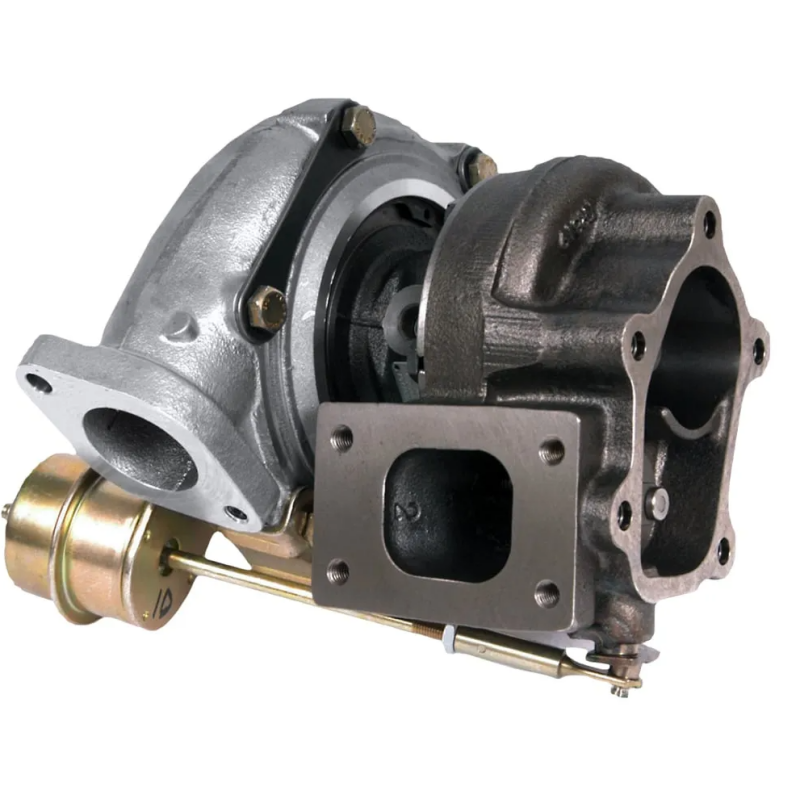 Garrett GT2860R dual ball bearing turbocharger, angled view showing compressor housing, turbine inlet flange and wastegate actuator