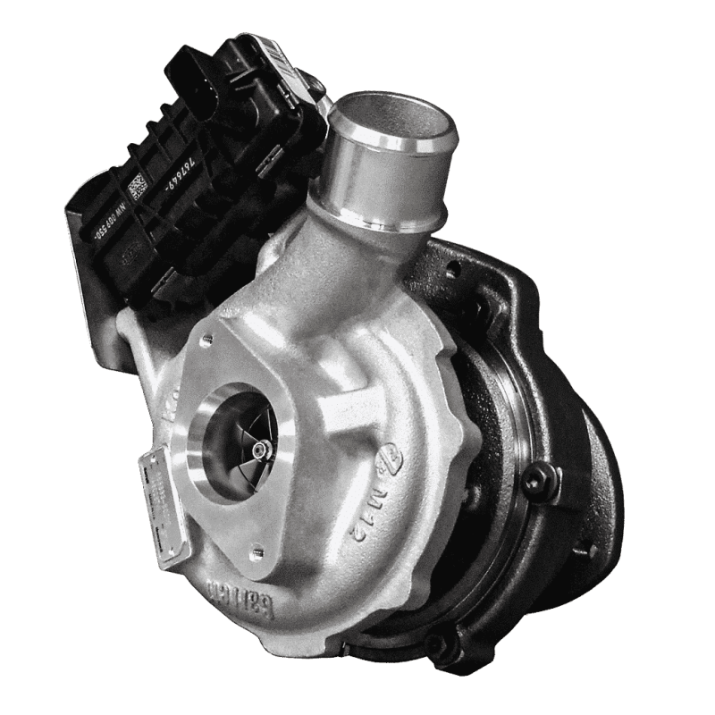 Garrett GTB22V turbocharger for Ford Ranger PX 3.2L Duratorq, front angle with actuator, black housing.
