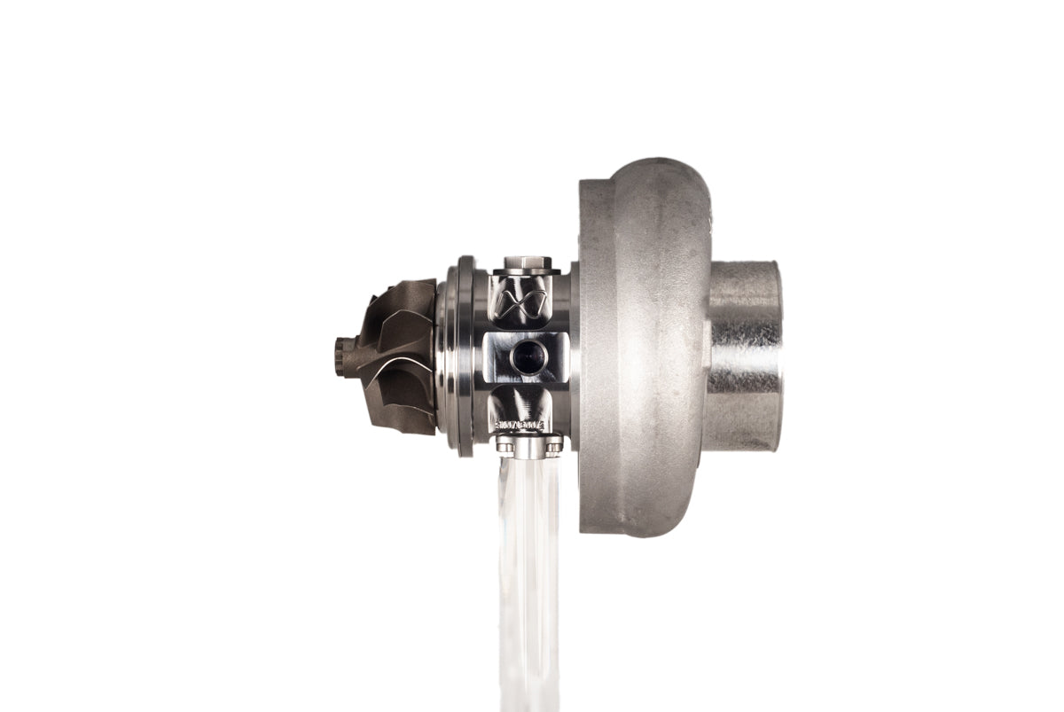 Xona XR 6157S X2C turbo, front angle showing compressor wheel, housing and clamp fitting
