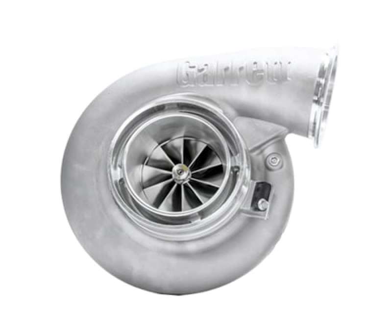 Garrett G42-1200 Super Core turbo, standard rotation, front angle showing compressor wheel and cast housing