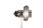 Xona XR 6557S X2C turbocharger, side angle showing compressor wheel, shaft, and bearing housing detail