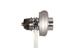 Xona XR 7864S X2C turbo, side angle showing compressor wheel, bearing housing and clear stand mount.