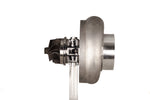 Xona XR 7864S X3C turbo, side view showing compressor wheel, housing and clear coolant lines