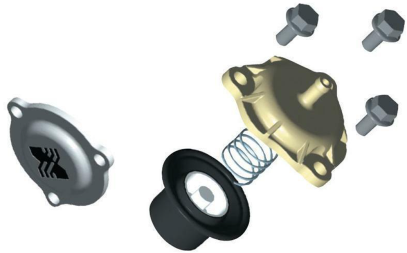 BorgWarner EFR 62-76mm actuator bracket kit, exploded view with cover, spring, diaphragm and bolts
