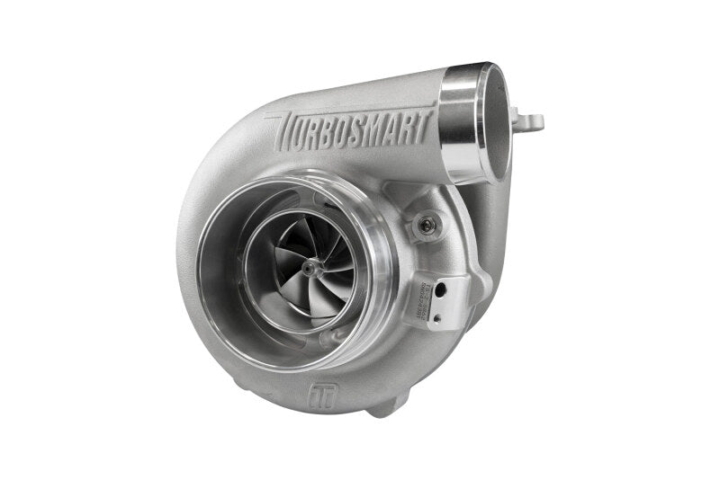 Turbosmart 5862 T4 0.82AR turbocharger, front angled view showing compressor wheel and housing