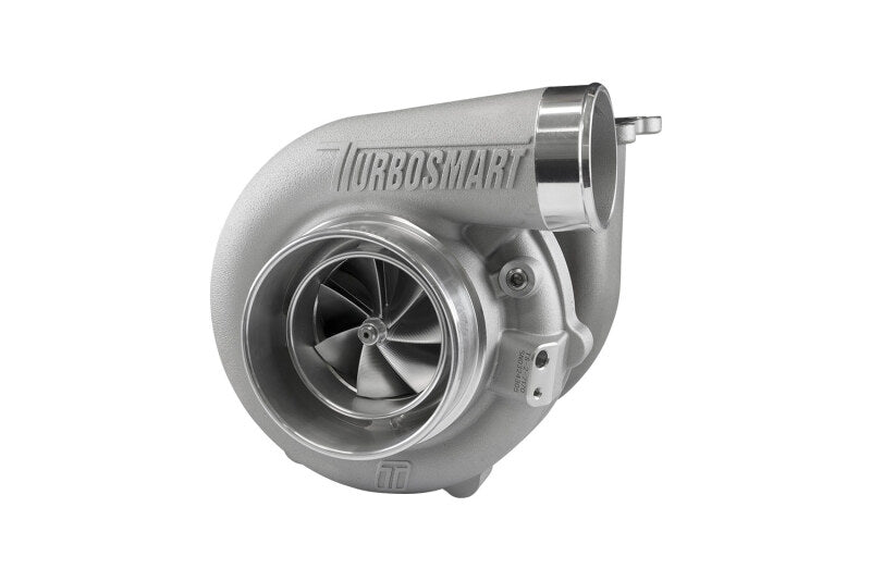 Turbosmart TS-2 7170 turbocharger, front angle view showing compressor wheel and cast housing