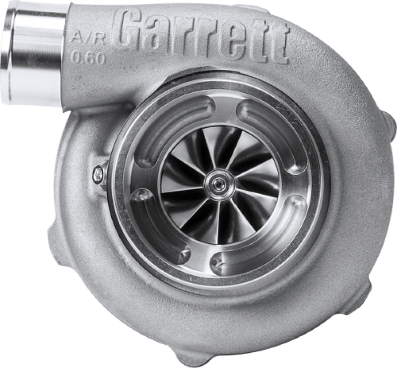 Garrett GTX3576R Gen II turbo, front view showing compressor wheel, housing and inlet pipe