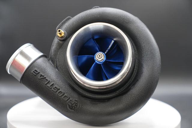 Boost Lab ready to go turbocharger with blue billet compressor wheel