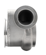 Xona Rotor XR-57S .80 A/R IWG turbine housing, side view showing V-band inlet flange and outlet elbow