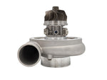 Xona XRE 7169S X3C turbocharger, side angle view showing compressor housing, inlet, and billet wheel