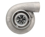 Xona XRE 5057S X3C 50mm turbocharger, front view showing compressor wheel, housing and outlet elbow