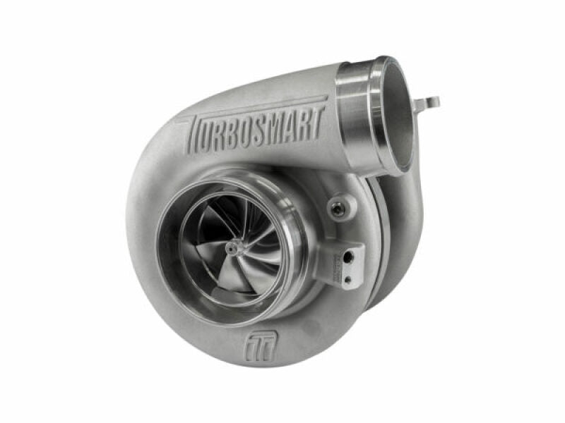 Turbosmart 7880 T4 1.24AR TS-1 turbocharger, angled front view showing compressor wheel and housing