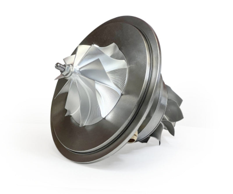 Garrett GT2554R standard rotation CHRA, angled view showing compressor wheel, housing and oil inlet fitting