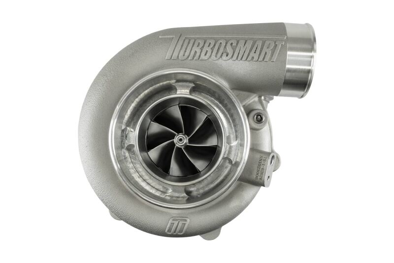 Turbosmart TS-1 5862 turbocharger, front angle view showing compressor wheel, housing and inlet flange