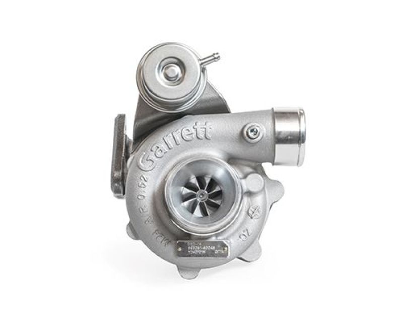 Garrett GBC14-200 Club Line turbocharger, front angle view showing compressor wheel, wastegate actuator and 3-bolt flange