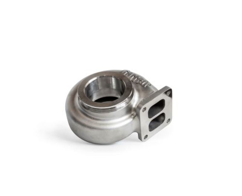 Garrett G42 turbine housing kit, Div T4 flange with V-band outlet, 1.01 A/R, angled view showing volute and bolt holes