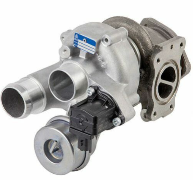 BorgWarner KO3 turbocharger for Hyundai Veloster 1.6L, showing dual intake ports and actuator.