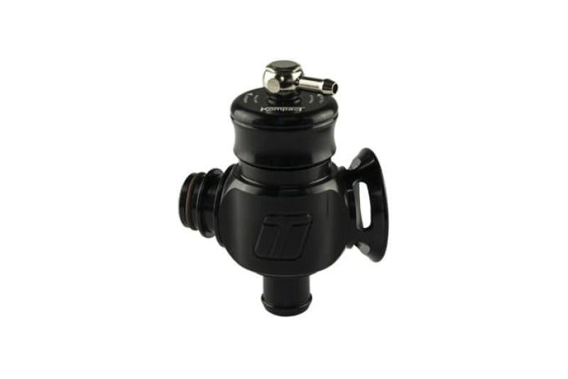 Turbosmart Kompact Dual Port BOV for Suzuki Swift, angled view showing inlet, outlet ports and top fitting