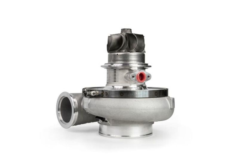 Garrett G55-1850 85mm Super Core turbo, side view showing compressor housing, actuator and inlet flange