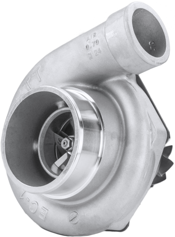 Garrett GT3582R Super Core turbo, angled front view showing compressor wheel and housing inlet