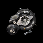 BL58XR turbocharger for Subaru WRX FA20, angled front view showing billet compressor wheel, wastegate actuator, and inlet flange
