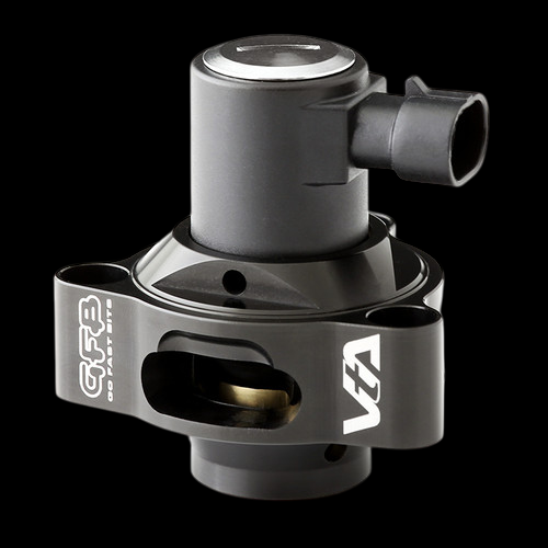 GFB VTA blow off valve for Toyota GR Corolla/GR Yaris, angled view showing electrical connector and vent outlet