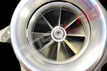 BorgWarner S500SX SX 91mm turbo, front view of compressor wheel and blades, center hub visible