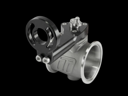 Turbosmart MSG50 Modular StraightGate50 wastegate, angled view showing black mounting flange and large outlet
