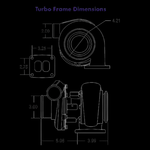 BorgWarner S200 SX turbocharger dimension diagram, T4 flange, front and side views with labeled measurements