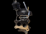 Boost Lab TD06SL2-54X turbocharger, side view showing wastegate actuator, chrome coolant line, and dual inlet flange.