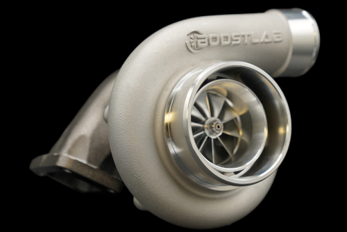 Boost Lab BL6662X billet turbocharger, front angle view showing compressor wheel and inlet housing