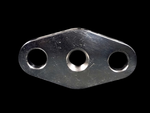 Boost Lab billet turbo oil feed flange, 1/8 NPT, front view showing three drilled and threaded holes