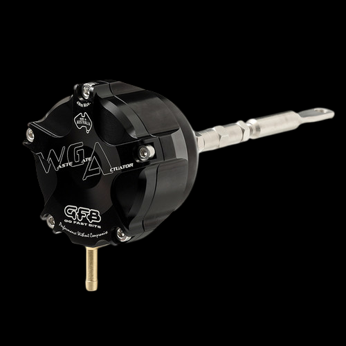 GFB WGA wastegate actuator for Ford XR6, black canister with chrome rod and brass fitting