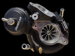 Boost Lab TD06SL2-54X turbocharger, front angle showing compressor wheel, wastegate actuator and fittings