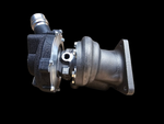 BL58XR turbocharger for Subaru WRX FA24, side view showing compressor housing, clamp, and exhaust flange