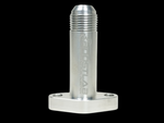 Boost Lab billet T6 large frame extended turbo oil drain flange with -12 AN fitting, front angled view